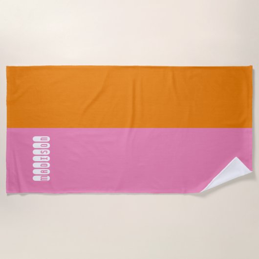Tapis de serviette rose et orange de plage personn (Devant)