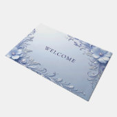 Tapis de sol aux fleurs ornées bleues avec perles (Incliné)