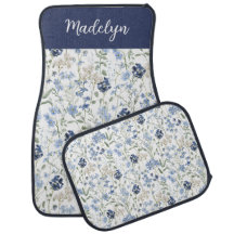 Blue Wildflower Watercolor Name Monogram