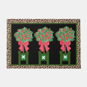 Tapis de sol chinoiserie Red Leopard Holly Berry