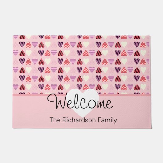 Tapis de sol coeurs motif Saint Valentin rose mign (Devant)