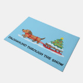 Tapis de sol Dachshund à travers la neige (Incliné)