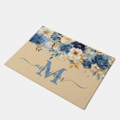 Tapis de sol de cuisine de luxe : Fleurs bleues et (Incliné)