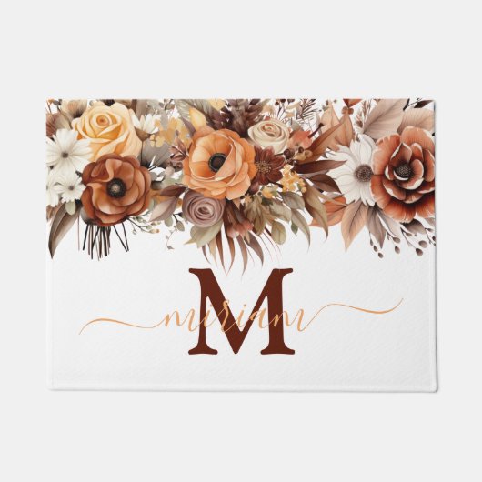 Tapis de sol de cuisine de luxe : Fleurs boho marr (Devant)