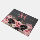Tapis de sol de cuisine de luxe : Fleurs roses et (Incliné)