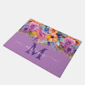 Tapis de sol de cuisine de luxe : Fleurs violettes (Incliné)