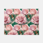 Tapis de sol de cuisine - Roses roses et vert (Devant)