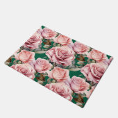 Tapis de sol de cuisine - Roses roses et vert (Incliné)
