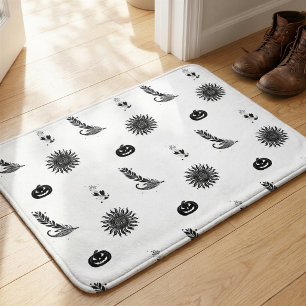 Tapis de sol de motif Halloween sorcière monochrom