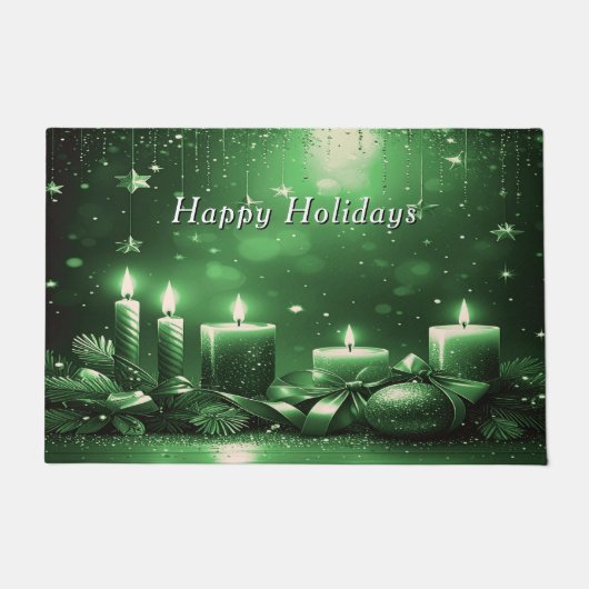 Tapis de sol de Noël aux bougies vertes (Devant)