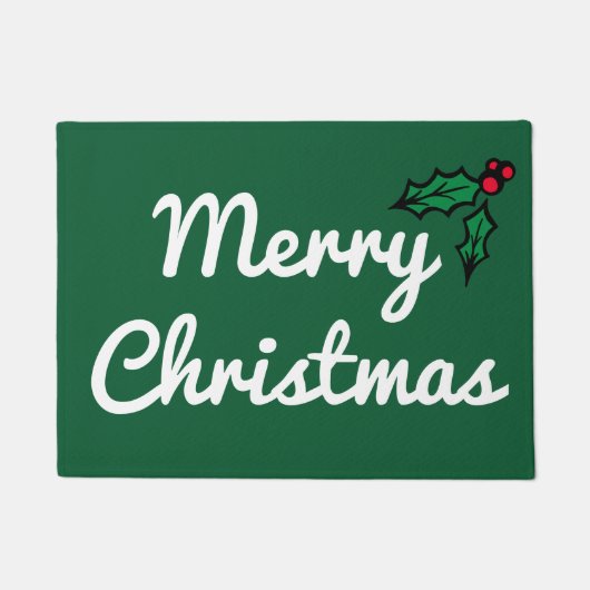 Tapis de sol de Noël vert joyeux en houx (Devant)