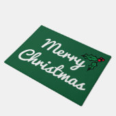 Tapis de sol de Noël vert joyeux en houx (Incliné)