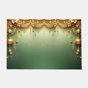 Tapis de sol de vacances vert festif Ornements Dor