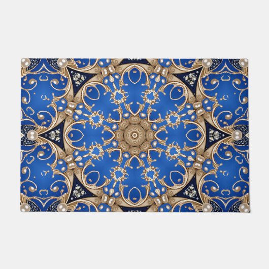Tapis de sol décoratif bleu or (Devant)