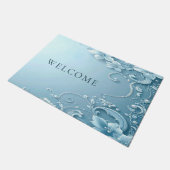 Tapis de sol décoratif floral bleu (Incliné)