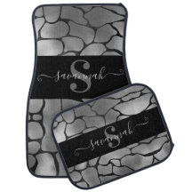 Élégant Monogramme Classé Nom Giraffe noire Gris