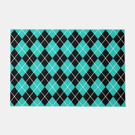 Tapis de sol en turquoise rétro en forme d'argyle (Devant)
