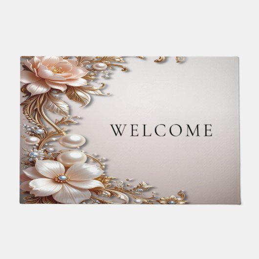 Tapis de sol Fleurs Roses et Blanches Doux (Devant)
