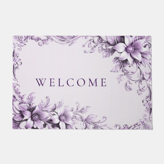 Tapis de sol Fleurs Violettes Élégant (Devant)