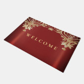 Tapis de sol floral rouge or moderne (Incliné)