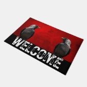 Tapis de sol Grunge Rouge Deux Corbeaux (Incliné)