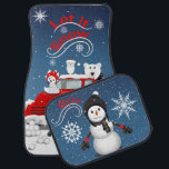 Tapis De Sol Laisser neiger<br><div class="desc">This design feobjets the nostalgia of a vintage red truck with some Arctic animals and a snowman in a wintry scene.</div>
