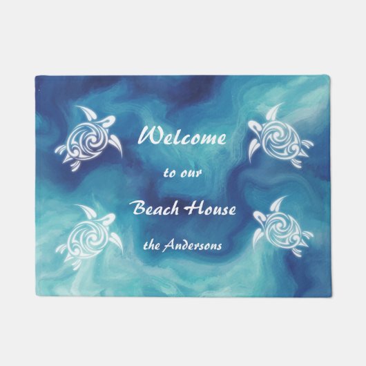 Tapis de sol Maison de plage Tortues Nom Famille B (Devant)