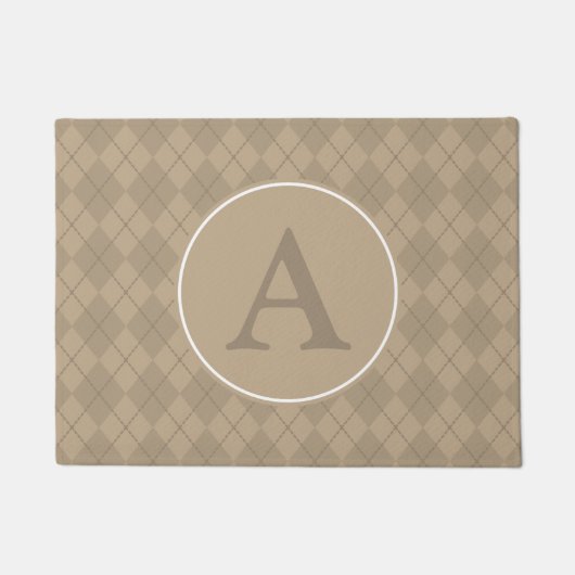 Tapis de sol marron à monogramme de la famille Arg (Devant)