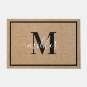 Tapis de sol moderne élégant avec monogramme de no (Devant)