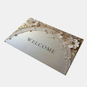 Tapis de sol moderne fleurs blanches perles (Incliné)