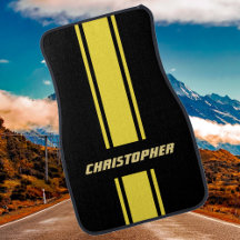 Monogramme Or Personnalisé Jaune Black Racing Stri