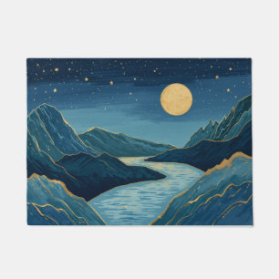 tapis de sol paysage Golden Peaks sous un ciel noc