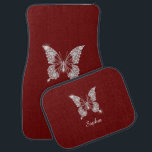 Tapis De Sol White Diamond Butterfly, Script Name, Dark Red<br><div class="desc">A classy white diamond butterfly design to personalize with white script name on dark red background.</div>