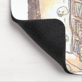 TAPIS DE SOURIS さなくむじ 薄暗いお部屋で本棚のそばに浮いているぼんやり光る物体と女性のイラスト (Coin)