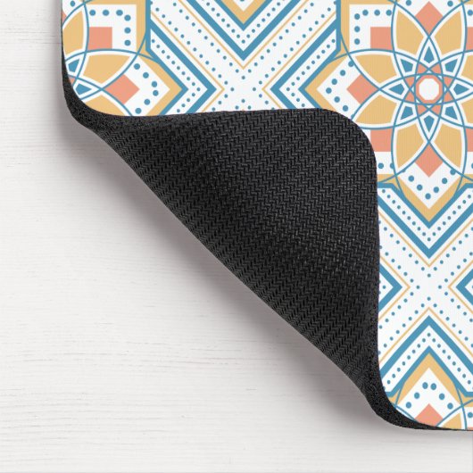 TAPIS DE SOURIS モロッカンに憧れるタイル柄・ブルー×オレンジ マウスパッド (Coin)