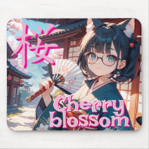 桜と猫耳の少女と扇子