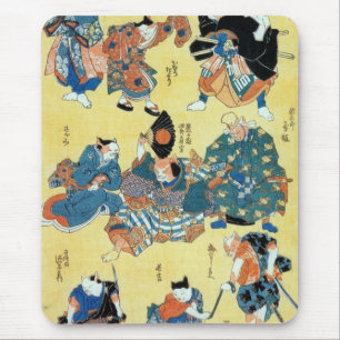 Tapis De Souris 流 行 猫 の 狂 言 づ de , Acteurs  du Chat, Kuniyoshi, Uk