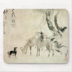 Tapis De Souris 馬 の 家 族, 北 Famille du Cheval, Hokusai, Sumi-e