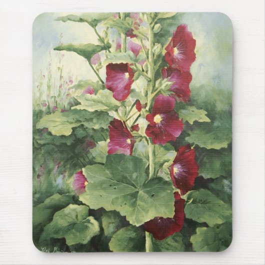 Tapis De Souris 0536 Bourgogne Hollyhocks Mousepad (Devant)