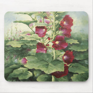 Tapis De Souris 0536 roses trémière Mousepad de Bourgogne