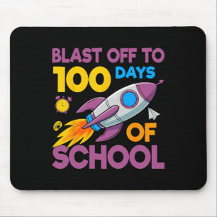 Tapis De Souris 100 Jours d'école Décollage Fusée Espace Enfants É