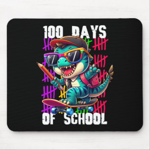 Tapis De Souris 100 jours d'école dinosaure cool en skateboard 