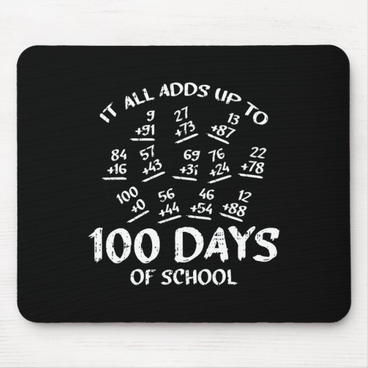 Tapis De Souris 100 Jours D'École Math Addition Cool Enseignant Ét (Devant)