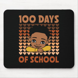Tapis De Souris 100 Jours D'École Noir Afro Garçons Noir Histoire