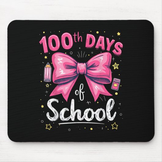 Tapis De Souris 100 Jours D'Enseignant À L'École Coquette Bow 100e (Devant)