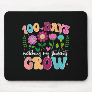 Tapis De Souris 100 jours Growing Boho Flowers Enseignant 100e jou