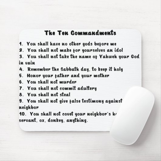 Tapis De Souris 10 Commandements dans une police moderne cool (Avec souris)