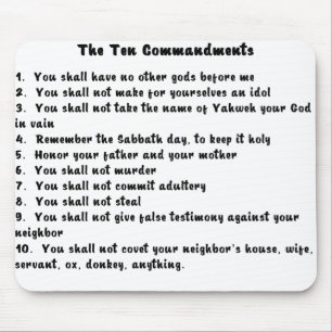 Tapis De Souris 10 Commandements dans une police moderne cool