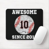 Tapis De Souris 10e Anniversaire de baseball Lover Cadeau 10 Ans V (Avec souris)