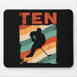 Tapis De Souris 10e anniversaire Retro Hockey sur glace 10 ans Boy